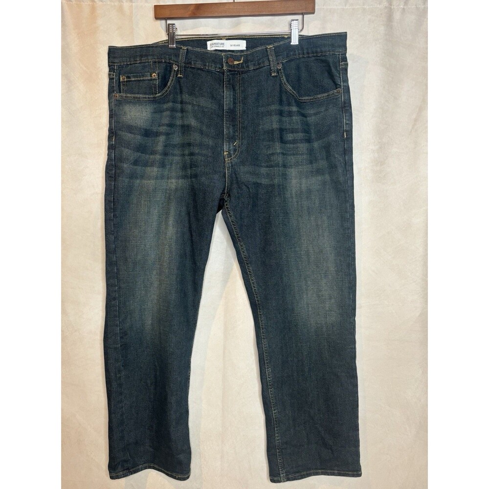 Signature Levi Strauss Blue Jeans 42x30 Relaxed Fit Stretch Denim Pants